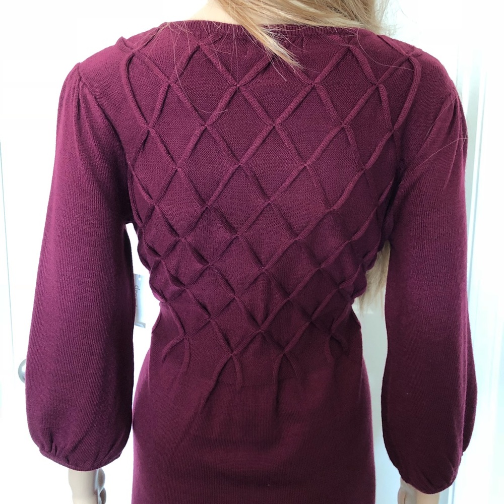 NWT Dress Barn Maroon Sweater Dress L Knee Length - Picture 6 of 8